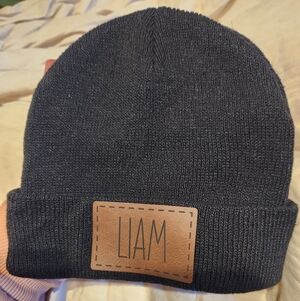 Toddler Boys Liam Name Black Beanie Hat